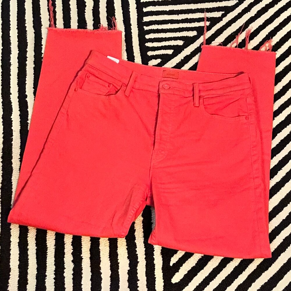 Mother "The Tomcat Ankle Fray" in Red - Sz 32
